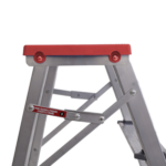 Banqueta Escada Alumínio 3 Degraus 0,65m 120kg Prata e Vermelho Reisam - Imagem 2